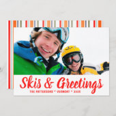 Skis en Greetings Foto gepersonaliseerd | Kerstmis (Voorkant / Achterkant)