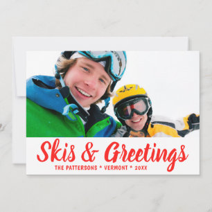 Skis en Greetings Foto gepersonaliseerd   Kerstmis