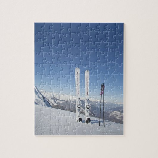 Skis en Ski Poles Legpuzzel (Verticaal)