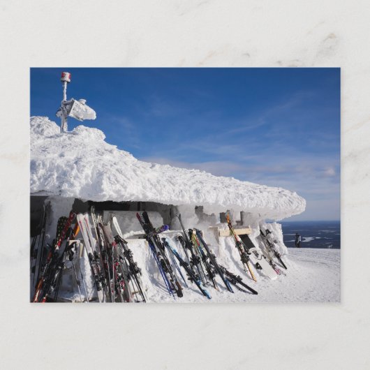 Skis in een skioord, Lapland briefkaart (Voorkant)