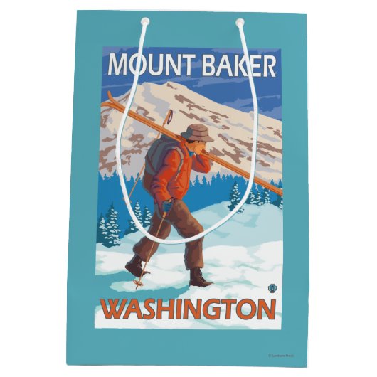 Skis met meer sneeuw - Baker, WA Medium Cadeauzakje (Achterkant)