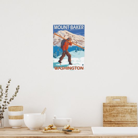Skis met meer sneeuw - Baker, WA Poster (Keuken)