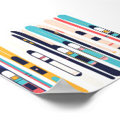 Ski's Moderne Kleurrijke Kunst Poster (Hoek)