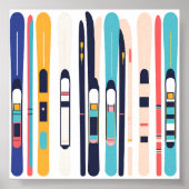 Ski's Moderne Kleurrijke Kunst Poster (Voorkant)