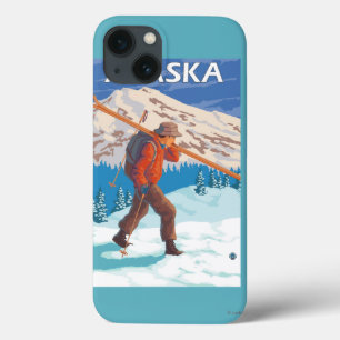 Skis voor het dragen van sneeuw - Vintage Reis 3 iPhone 13 Hoesje