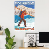 Skis voor het vervoeren van sneeuw - Snoqualmie Pa Poster (Thuiskantoor)