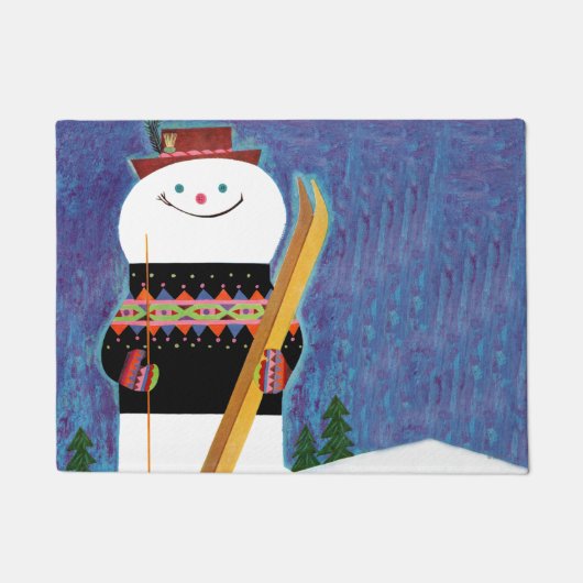 Skis voor Snowman Deurmat (Voorkant)