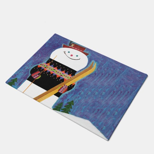 Skis voor Snowman Deurmat (Schuin)