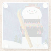 Skis voor Snowman Glazen Onderzetter (Achterkant)