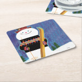 Skis voor Snowman Kartonnen Onderzetters (Schuin)