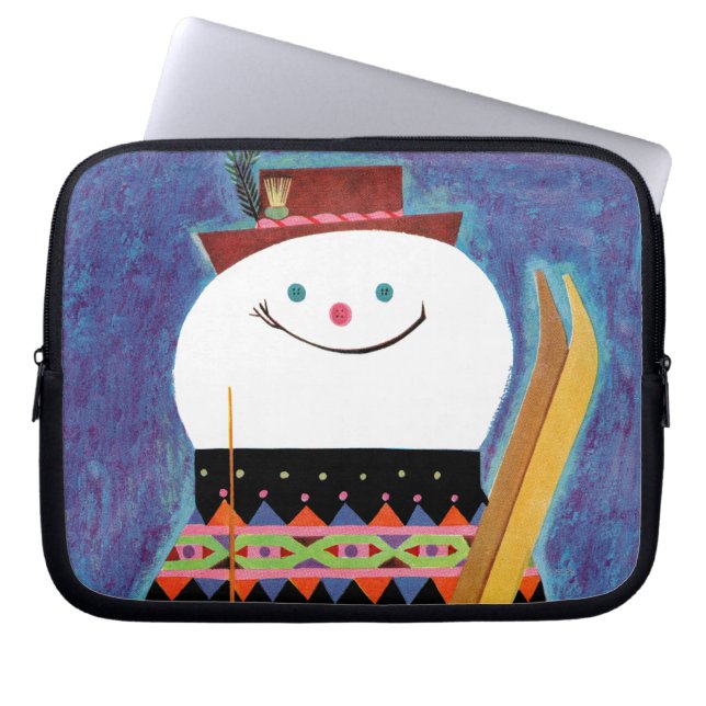Skis voor Snowman Laptop Sleeve (Voorkant)
