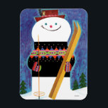 Skis voor Snowman Magneet<br><div class="desc">Artiest: Jack Weaver | Snowman houdt skis</div>