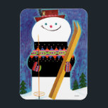 Skis voor Snowman Magneet<br><div class="desc">Artiest: Jack Weaver | Snowman houdt skis</div>