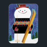 Skis voor Snowman Magneet<br><div class="desc">Artiest: Jack Weaver | Snowman houdt skis</div>