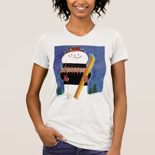 Skis voor Snowman T-shirt (Voorkant)