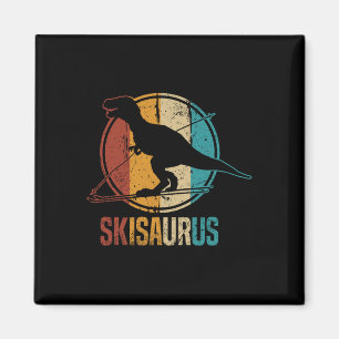 Skisaurus Grappige Skiende Dino Ski Dinosaurus Ski Magneet