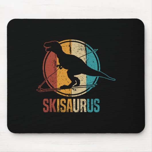 Skisaurus Grappige Skiende Dino Ski Dinosaurus Ski Muismat (Voorkant)