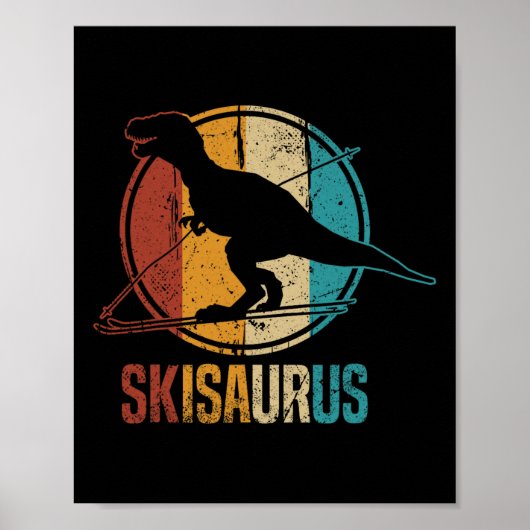 Skisaurus Grappige Skiende Dino Ski Dinosaurus Ski Poster (Voorkant)