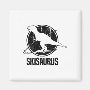 Skisaurus Skiende Dino Ski Dinosaurus Skiende Dino Magneet