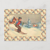 skiscène, beginnend jong briefkaart (Voorkant)