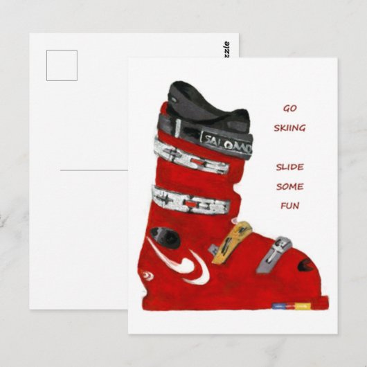 skischoen gaan skiën glijden leuk briefkaart (Voorkant / Achterkant)