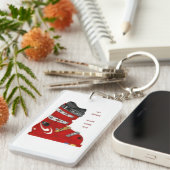 skischoen gaan skiën glijden leuk sleutelhanger (Voorkant Rechts)