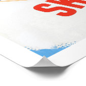 skischoen, man op ski, oud poster (Hoek)