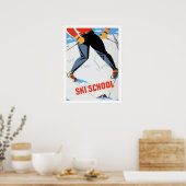Skischool, man op ski, vintage reisposter poster (Keuken)