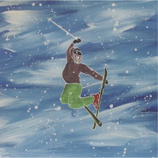 Skisprong kunst sticker (Voorkant)