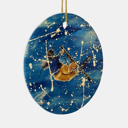 Skisprong splatter art keramisch ornament (Rechts)