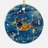 Skisprong splatter art keramisch ornament (Voorkant)