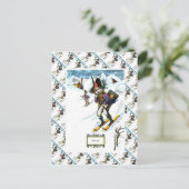 skistiek, downhill skiën briefkaart (Staand voorkant)