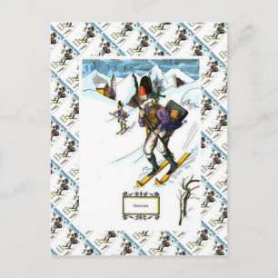  skistiek, downhill skiën briefkaart