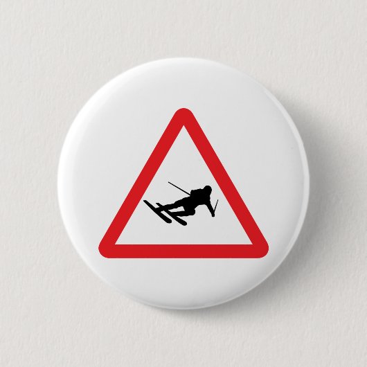skisymbool voor bergskiën ronde button 5,7 cm (Voorkant)
