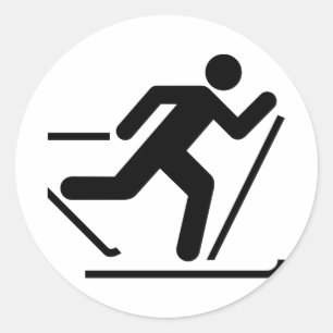 Skisymbool voor kruisland ronde sticker
