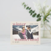 Skithema Winter Wonderland Kerstfoto Feestdagenkaart (Staand voorkant)