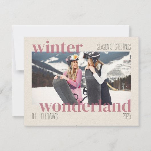 Skithema Winter Wonderland Kerstfoto Feestdagenkaart (Voorkant)