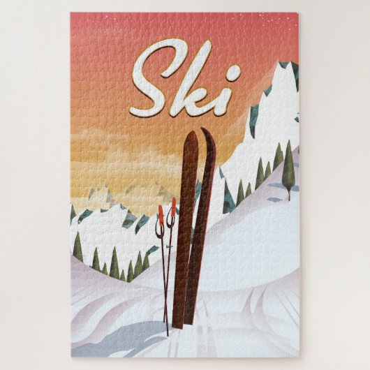 Skitoeristen Reisposter Legpuzzel (Verticaal)