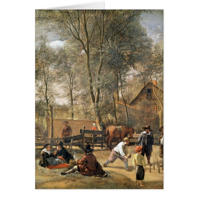 Skittle-spelers buiten een Inn, c.1660-63 (Voorkant)