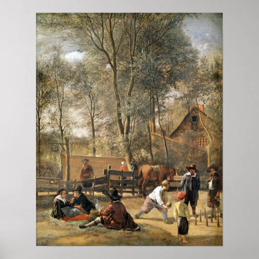 Skittle-spelers buiten een Inn, c.1660-63 Poster (Voorkant)