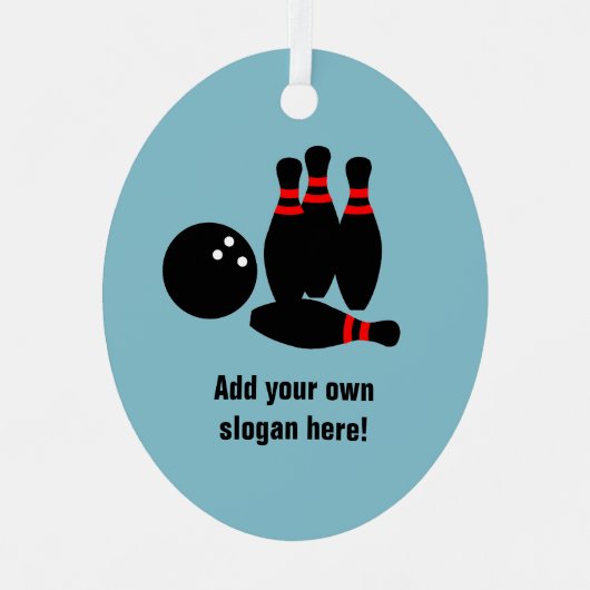 Skittles en bowlingbal om tekst aan toe te voegen metalen ornament (Voorkant)