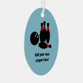 Skittles en bowlingbal om tekst aan toe te voegen metalen ornament (Voorkant Rechts)