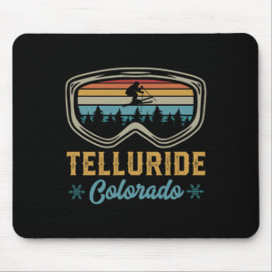 Skiuitstap naar Telluride Colorado 70s stijl berg Muismat
