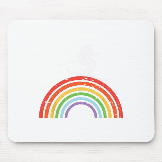 Skiuitstap Skiën Regenboog  Muismat (Voorkant)