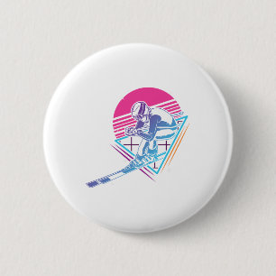 Skiuitstap Skiën Retro Vintage 80s 90s Ronde Button 5,7 Cm