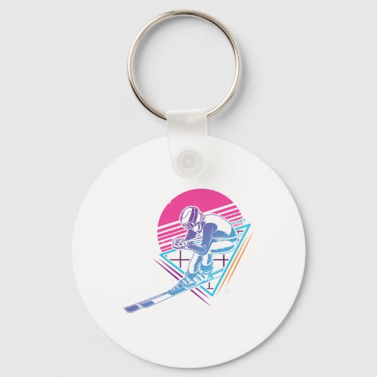 Skiuitstap Skiën Retro Vintage 80s 90s Sleutelhanger (Voorkant)