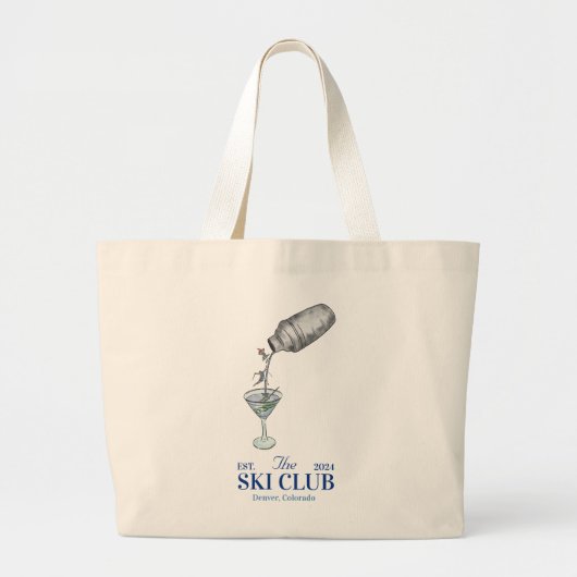 Skiuitstapje aquarel blauw grote tote bag (Voorkant)