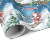 Skivakantie met de Kerstman op de berg Cadeaupapier (Rol Hoek)