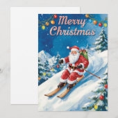 Skivakantie met de Kerstman op de berg Feestdagenkaart (Voorkant / Achterkant)