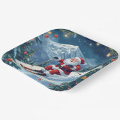 Skivakantie met de Kerstman op de berg Papieren Bordje (Gebogen)